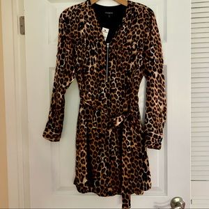 NWT Express Leopard button down dress XS